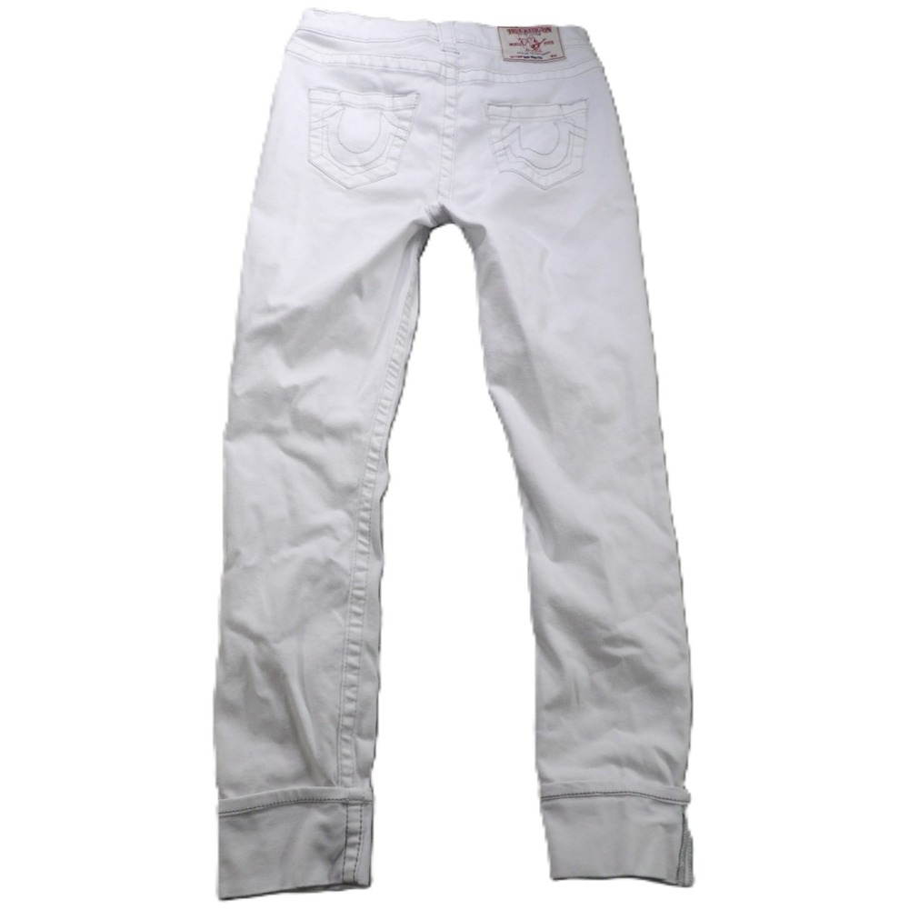 True Religion Jeans Women 26x24 White High Rise Super Skinny Button Fly Stretch